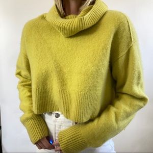 Free People Cashmere Cropped Sweater - Lime